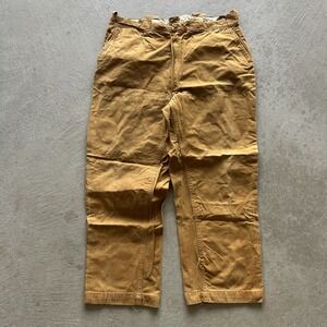 Vintage 60s Bullseye Bill Double Knee Pants Size 38x28 Tan Heavy Canvas Workwear